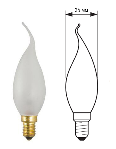 лампа свеча на ветру с цоколем E14