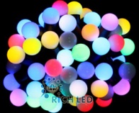 Светодиодная гирлянда Rich LED Шарики RGB БОЛЬШИЕ, 4 см, 5 м, соединяемая, черный провод, RL-T5-20C-40B-B/RGB
