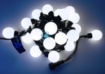 Светодиодная гирлянда Большие Шарики Rich LED, 4 см, 5 м, соединяемая, белая, черный провод, RL-S5-20C-40B-B/W
