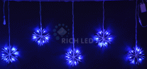 Светодиодные подвески Rich LED Снежинки 3х0.7 м, с контроллером, синие, RL-PSF3*0.7C-B