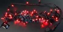 Светодиодная гирлянда Rich LED Нить 10 м, 24В, постоянного свечения, соединяемая, черный провод, красная, RL-S10C-24V-B/R