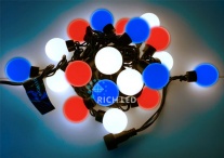 Светодиодная гирлянда Большие Шарики Rich LED, 4 см, 5 м, соединяемая, бело-сине-красная, черный провод, RL-S5-20C-40B-B/WBR