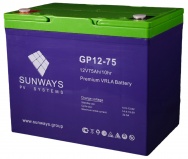 Аккумуляторная батарея SUNWAYS GP 12-75 (12В, 75Ач)