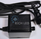 Трансформатор 220/24 В , усиленная влагозащита IP65, герметичный, 50 Вт, шнур подключения с выпрямителем тока 1.5 м. RL-220AC24-50W-B